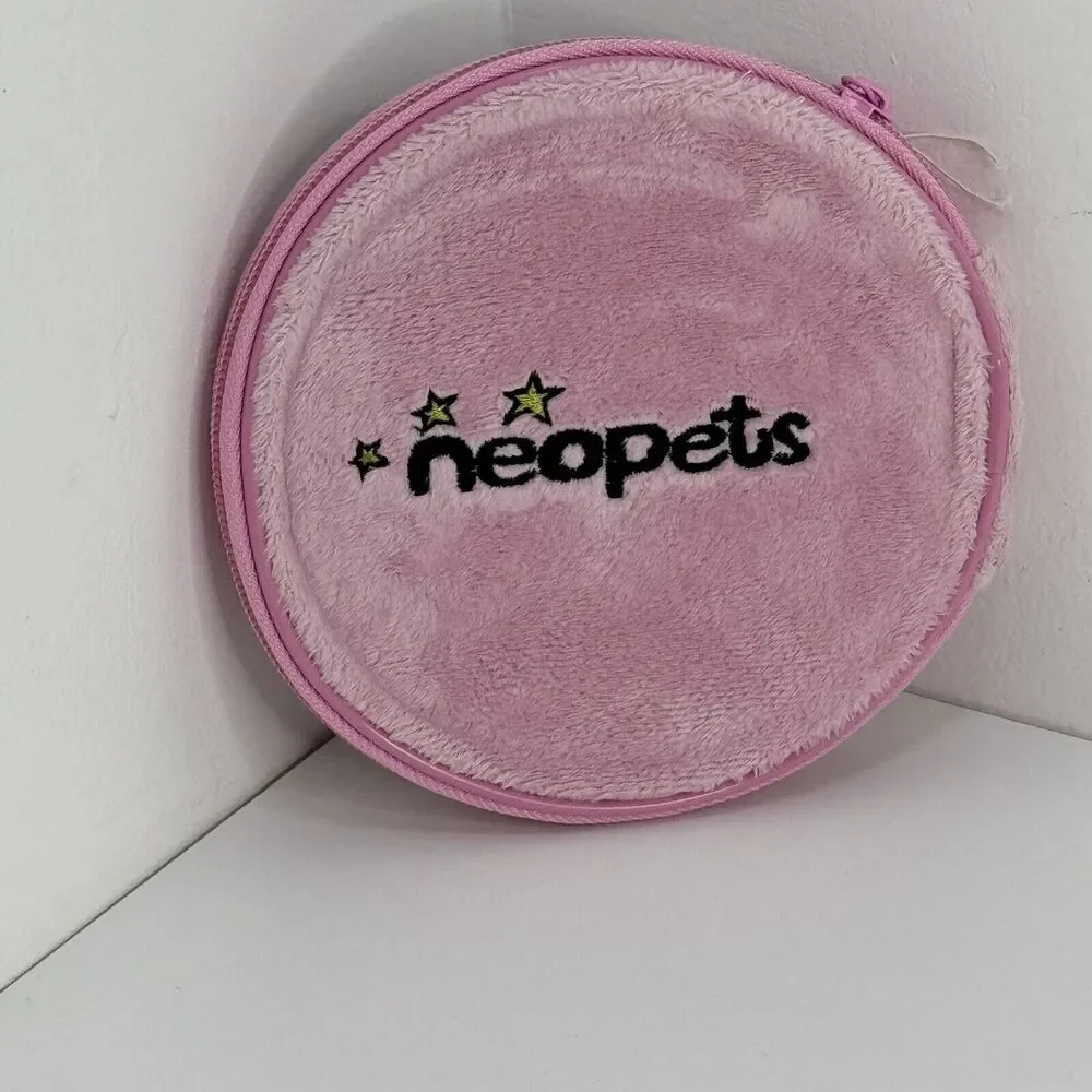 Vintage NEOPETS White Uni Unicorn Plush Pink Cover-8 CD DVD Case Holder Zipper